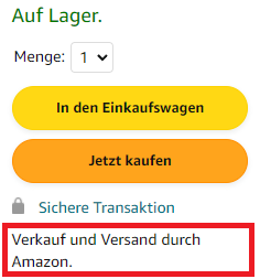 Verkauf und Versand durch Amazon (Screenshot: Amazon.de)