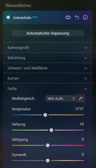 Weißabgleich in Luminar Neo (Skylum)